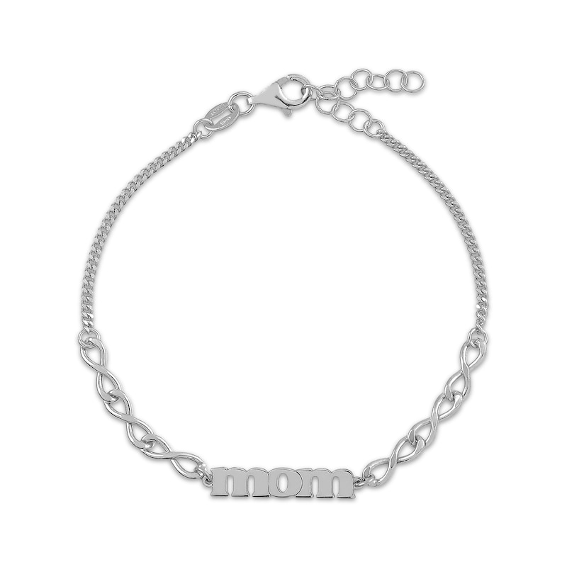 Main Image 1 of "Mom" Infinity Link Bracelet Sterling Silver 7.5"