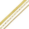 Thumbnail Image 2 of Herringbone, Paperclip & Curb Chain Three-Strand Necklace Solid 10K Yellow Gold 20"