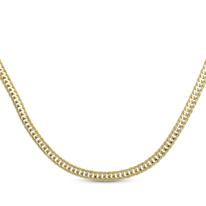 Main Image 1 of 4.5mm Diamond-Cut Curb Chain Necklace Solid 14K Yellow Gold 22"