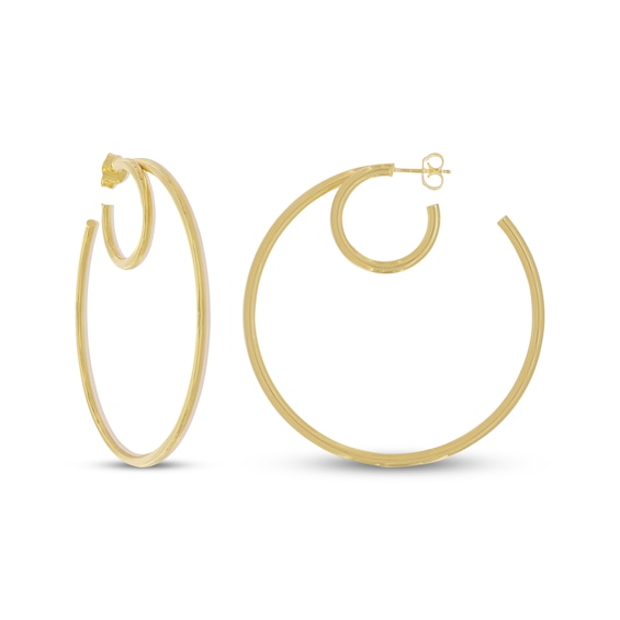 Double Hoop Earrings 10K Yellow Gold 54mm