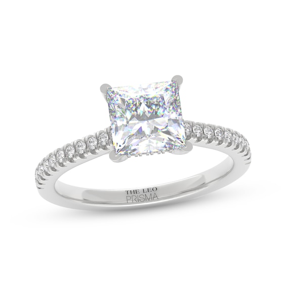 THE LEO Prisma Diamond Princess-Cut Hidden Halo Engagement Ring 1-5/8 ct tw 14K White Gold