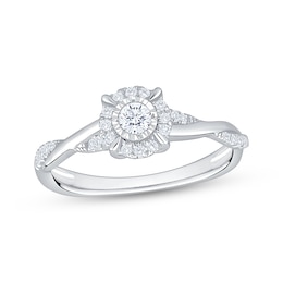 KAY Lab-Grown Diamonds Halo Promise Ring 1/4 ct tw 10K White Gold