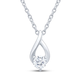 Adore Heirloom Certified Diamond Solitaire Flame-Shaped Necklace 1/5 ct tw 18K White Gold (F/I1) 18"