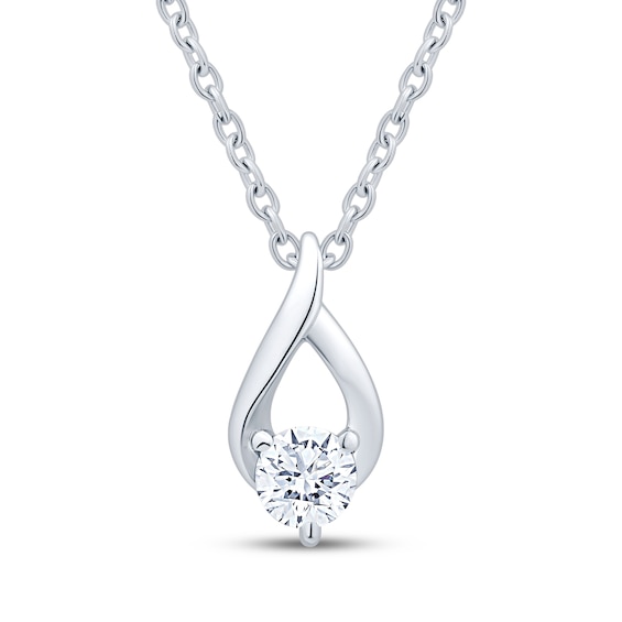 Adore Heirloom Certified Diamond Solitaire Flame-Shaped Necklace 1/5 ct tw 18K White Gold (F/I1) 18"