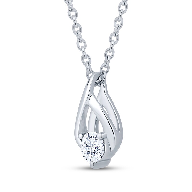 Main Image 2 of Adore Heirloom Certified Diamond Solitaire Flame-Shaped Necklace 1/5 ct tw 18K White Gold (F/I1) 18"