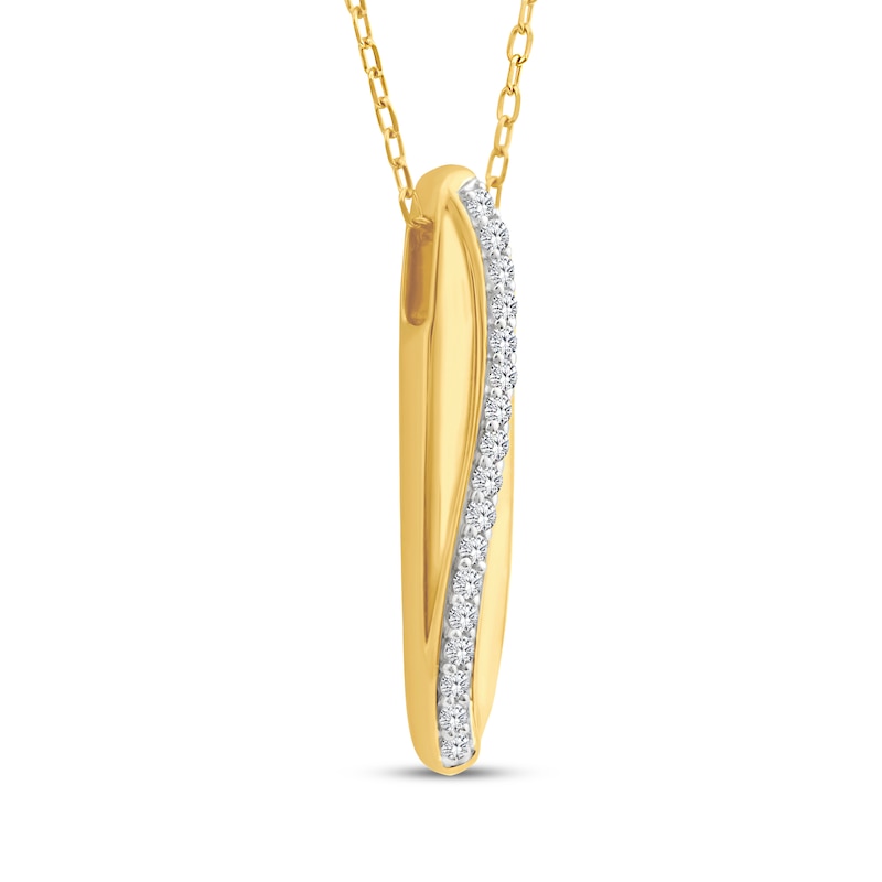Main Image 2 of Lab-Grown Diamond Marquise-Shaped Curved Row Necklace 1/6 ct tw 24K Yellow Gold Vermeil Sterling Silver 18"
