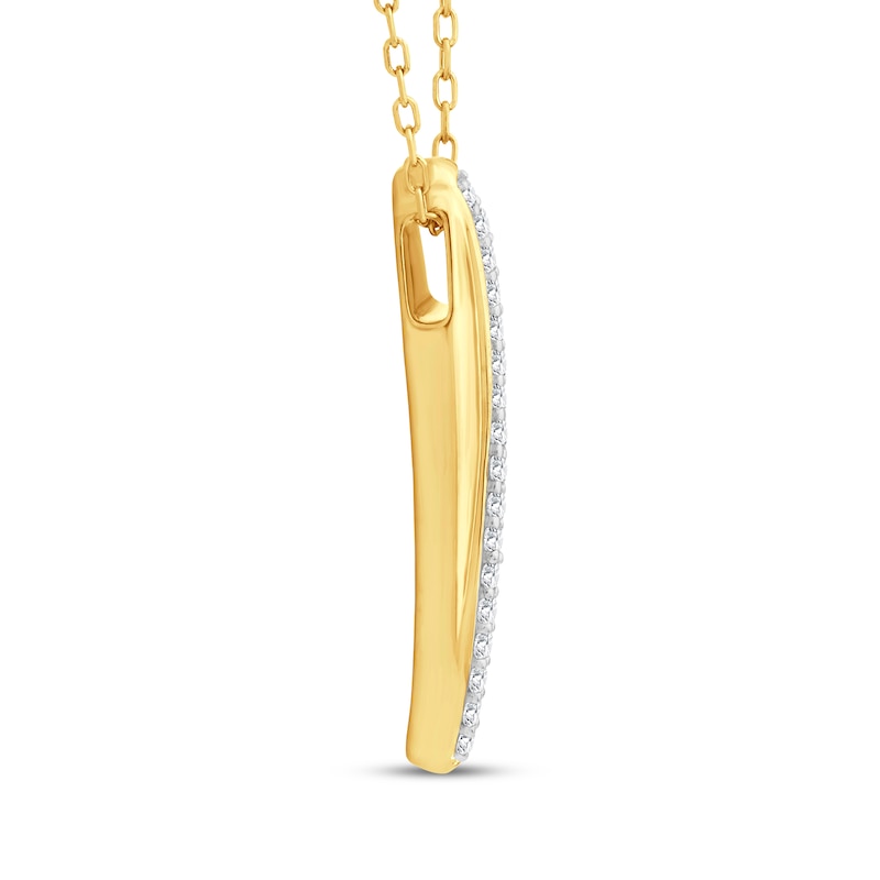 Main Image 3 of Lab-Grown Diamond Marquise-Shaped Curved Row Necklace 1/6 ct tw 24K Yellow Gold Vermeil Sterling Silver 18"