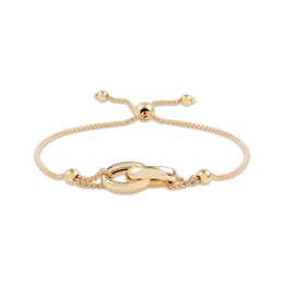 Interlocking Ovals Bolo Bracelet 10K Yellow Gold