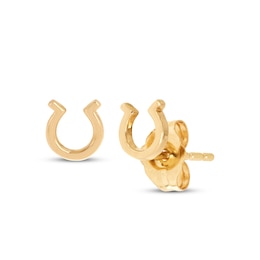 Horseshoe Stud Earrings 14K Yellow Gold