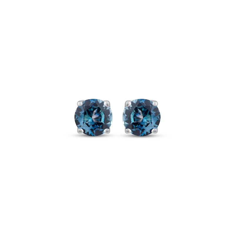 Main Image 2 of American Blue Sapphire Solitaire Stud Earrings Sterling Silver