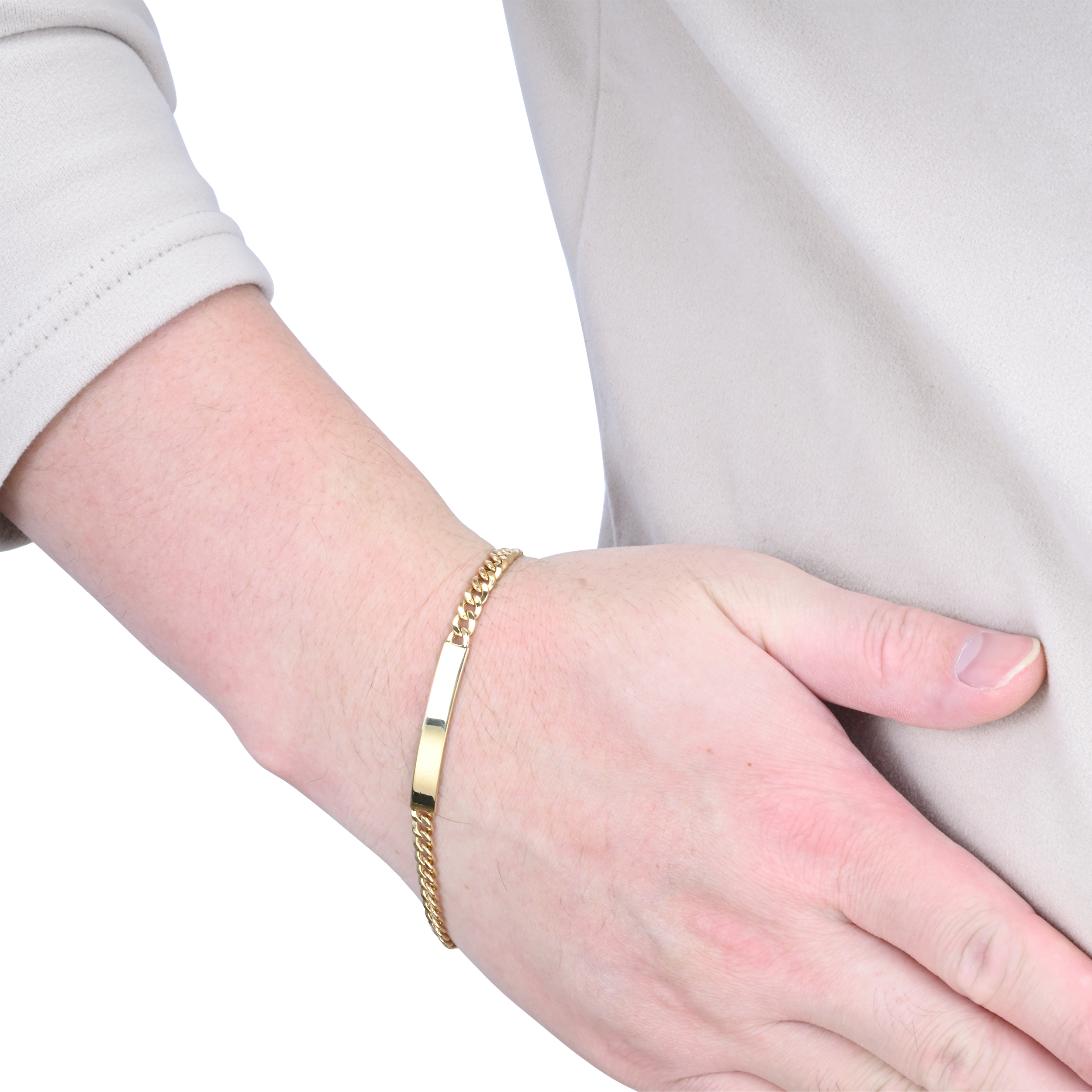 Thumbnail Image 4 of 4.5mm Curb Chain ID Bracelet Semi-Solid 10K Yellow Gold 8.5"