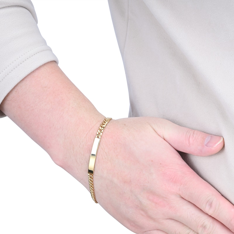 Main Image 4 of 4.5mm Curb Chain ID Bracelet Semi-Solid 10K Yellow Gold 8.5"
