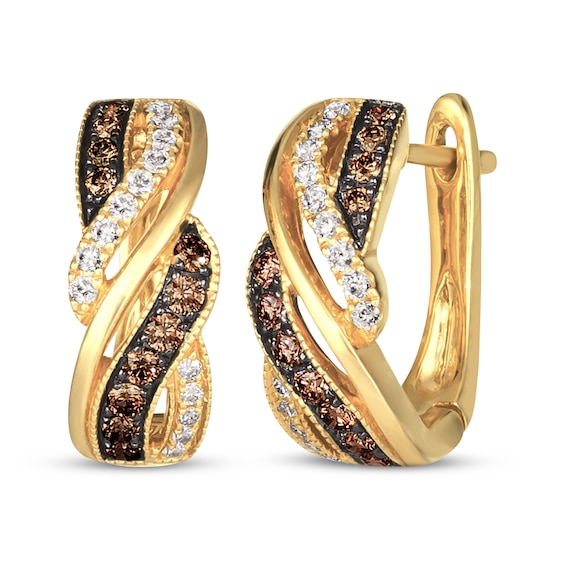 Le Vian Diamond Twist Hoop Earrings 1/2 ct tw 14K Honey Gold