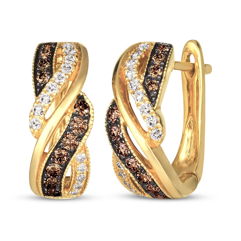 Main Image 1 of Le Vian Diamond Twist Hoop Earrings 1/2 ct tw 14K Honey Gold