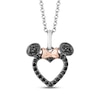 Thumbnail Image 1 of Disney Treasures Minnie Mouse Black Diamond Heart Necklace 1/5 ct tw Sterling Silver & 10K Rose Gold 19"