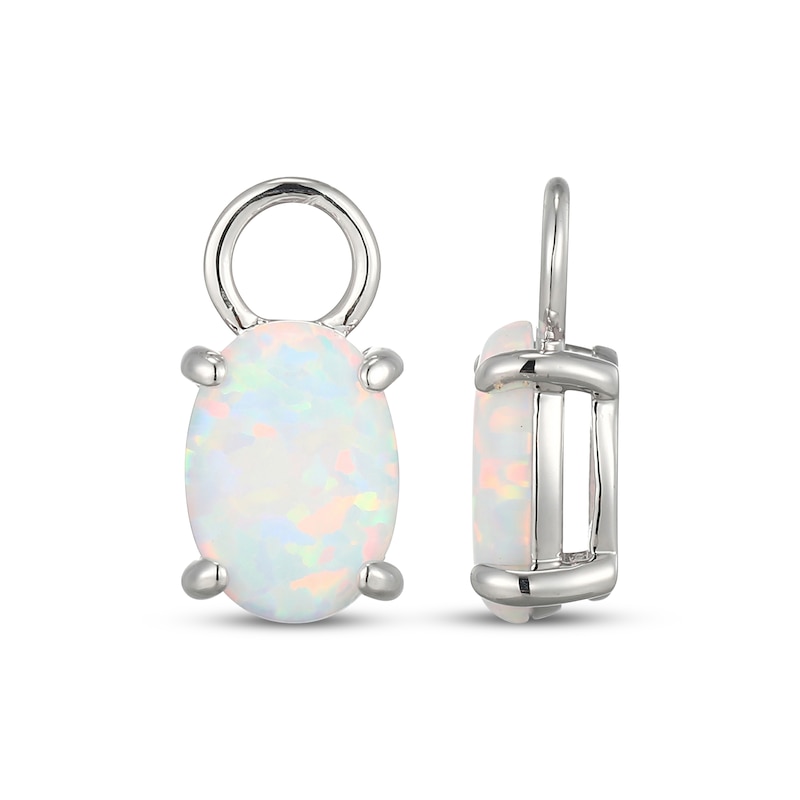 Main Image 3 of Oval-Cut Lab-Created Opal Earring Charms Sterling Silver