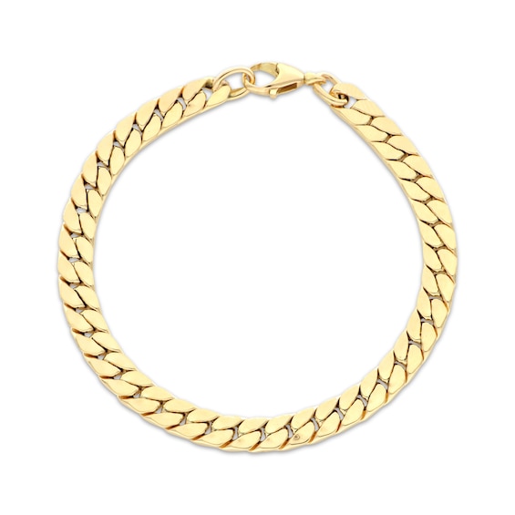 5.8mm Flat Curb Chain Bracelet Hollow 18K Yellow Gold 7.5"