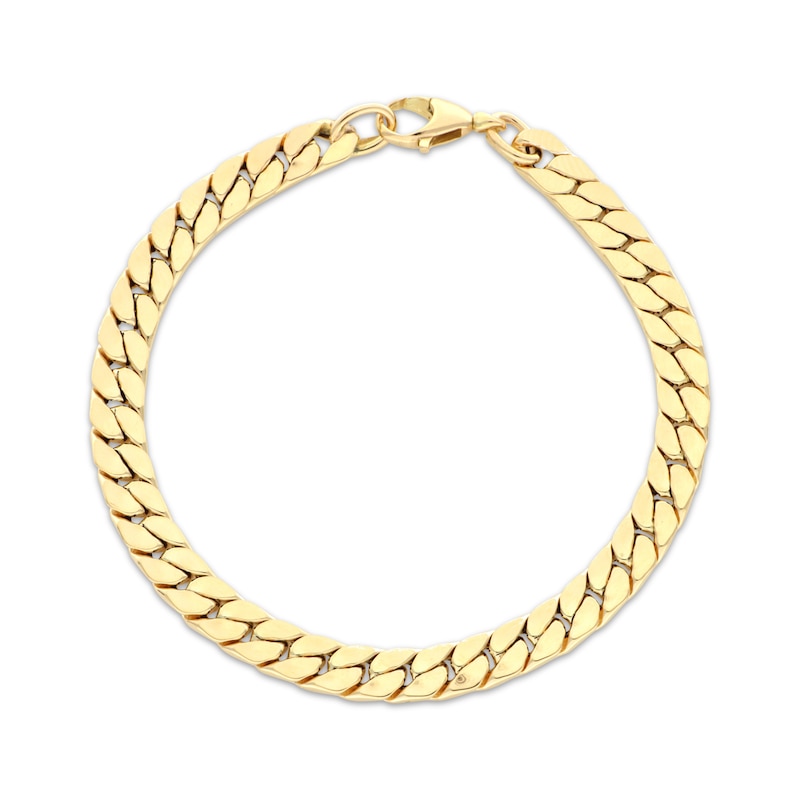 Main Image 1 of 5.8mm Flat Curb Chain Bracelet Hollow 18K Yellow Gold 7.5"