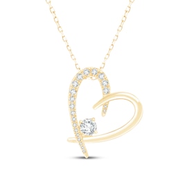 KAY Lab-Grown Diamonds Tilted Heart Necklace 1/2 ct tw 10K Yellow Gold 18"