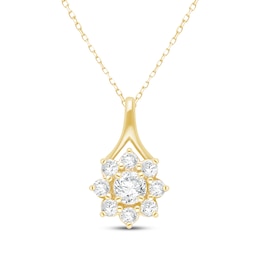 KAY Lab-Grown Diamonds Flower Necklace 1/2 ct tw 10K Yellow Gold 18"
