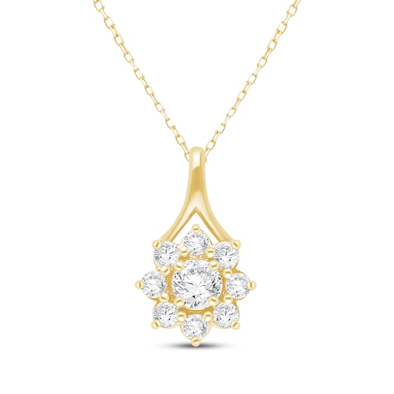 KAY Lab-Grown Diamonds Flower Necklace 1/2 ct tw 10K Yellow Gold 18"