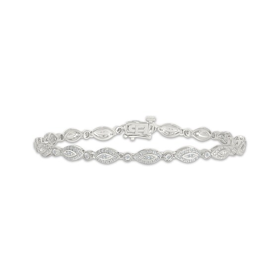 Multi-Diamond Marquise Link Bracelet 1/2 ct tw 10K White Gold 7.25"