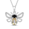 Thumbnail Image 1 of Oval-Cut Citrine, Black Spinel & White Lab-Created Sapphire Bee Necklace Sterling Silver 18"