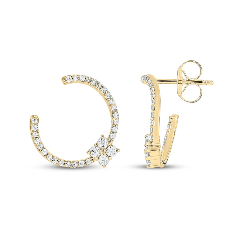 Main Image 1 of Diamond Open-Circle Clover Earrings 1/3 ct tw 24K Yellow Gold Vermeil Sterling Silver