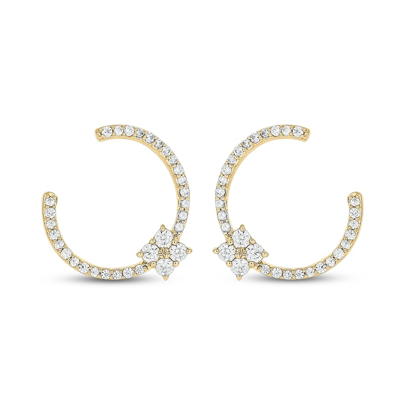 Main Image 2 of Diamond Open-Circle Clover Earrings 1/3 ct tw 24K Yellow Gold Vermeil Sterling Silver