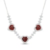 Thumbnail Image 1 of KAY Lab-Grown Diamonds Heart-Shaped Garnet Station Necklace 1 ct tw Sterling Silver 18"