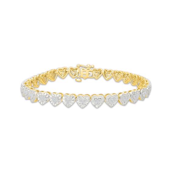 KAY Lab-Grown Diamonds Heart Link Bracelet 3/4 ct tw 24K Yellow Gold Vermeil Sterling Silver 7.25"
