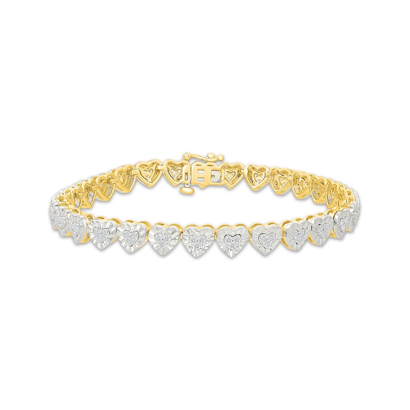 Main Image 1 of KAY Lab-Grown Diamonds Heart Link Bracelet 3/4 ct tw 24K Yellow Gold Vermeil Sterling Silver 7.25"