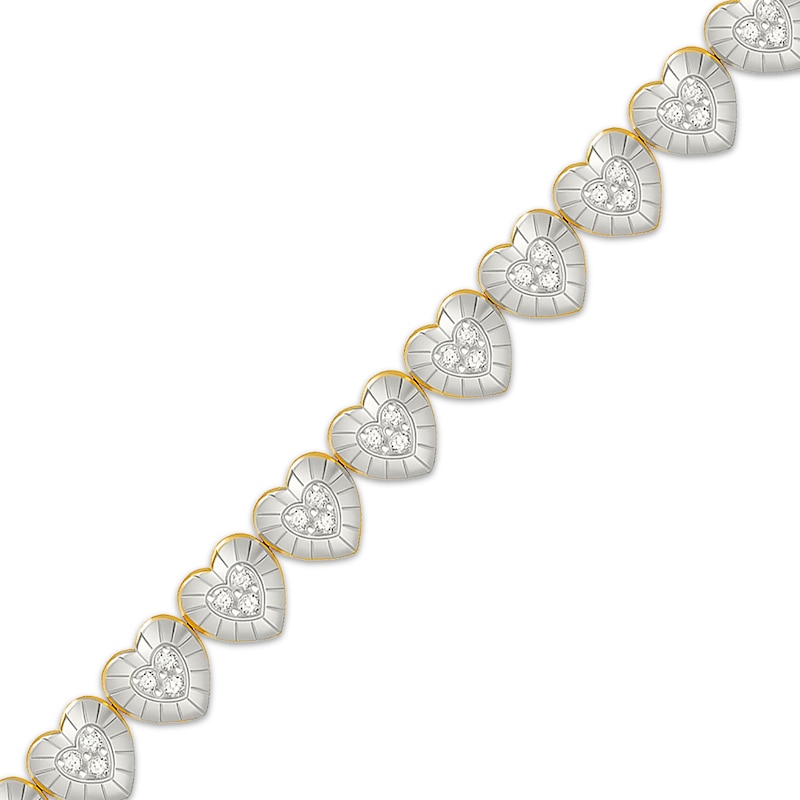 Main Image 2 of KAY Lab-Grown Diamonds Heart Link Bracelet 3/4 ct tw 24K Yellow Gold Vermeil Sterling Silver 7.25"