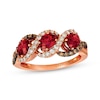 Thumbnail Image 1 of Le Vian Oval-Cut Garnet Swirl Ring 1/2 ct tw Diamonds 14K Strawberry Gold