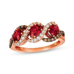Le Vian Oval-Cut Garnet Swirl Ring 1/2 ct tw Diamonds 14K Strawberry Gold