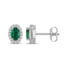 Thumbnail Image 3 of Oval-Cut Lab-Created Emerald & White Lab-Created Sapphire Stud Earrings Sterling Silver