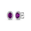 Thumbnail Image 1 of Oval-Cut Amethyst & White Lab-Created Sapphire Stud Earrings Sterling Silver