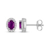 Thumbnail Image 3 of Oval-Cut Amethyst & White Lab-Created Sapphire Stud Earrings Sterling Silver