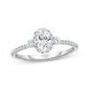 Thumbnail Image 1 of KAY Signature Collection Oval & Round-Cut Lab-Grown Diamond Three-Stone Engagement Ring 3/4 ct tw 14K White Gold