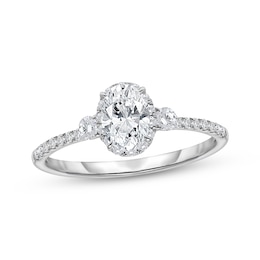 KAY Signature Collection Oval & Round-Cut Lab-Grown Diamond Three-Stone Engagement Ring 3/4 ct tw 14K White Gold