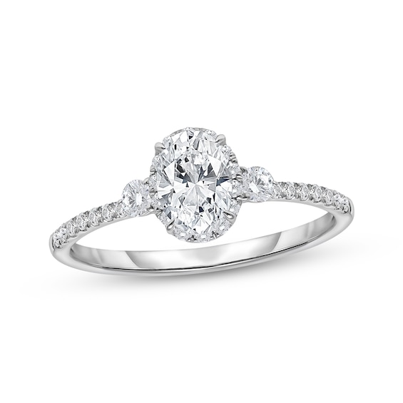 KAY Signature Collection Oval & Round-Cut Lab-Grown Diamond Three-Stone Engagement Ring 3/4 ct tw 14K White Gold
