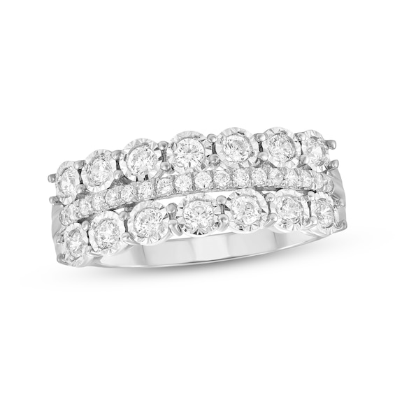 Adore Round-Cut Diamond Three-Row Anniversary Ring 3/8 ct tw 10K White Gold