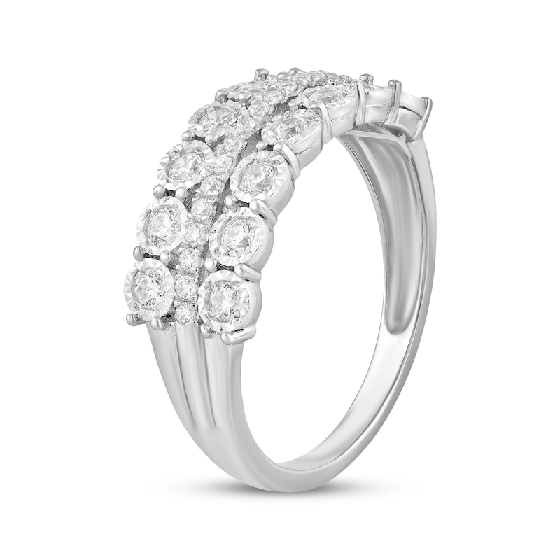 Main Image 2 of Adore Round-Cut Diamond Three-Row Anniversary Ring 3/8 ct tw 10K White Gold
