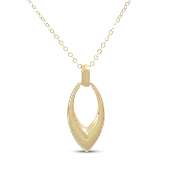 Open Marquise Drop Necklace 10K Yellow Gold 18"
