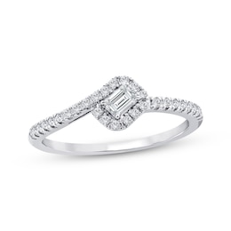 Adore Lab-Grown Diamonds Certified Emerald-Cut Halo Engagement Ring 1/3 ct tw 14K White Gold