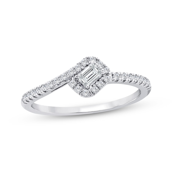 Adore Lab-Grown Diamonds Certified Emerald-Cut Halo Engagement Ring 1/3 ct tw 14K White Gold