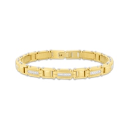 Men's Diamond Link Bracelet 1/4 ct tw Yellow Ion-Plated Stainless Steel 8.5"