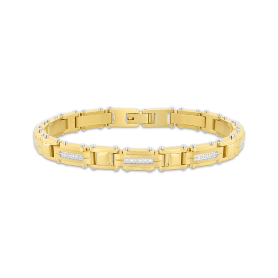 Men's Diamond Link Bracelet 1/4 ct tw Yellow Ion-Plated Stainless Steel 8.5"