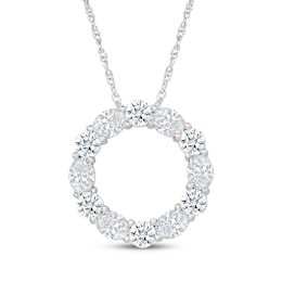 KAY Lab-Grown Diamonds Oval & Round-Cut Circle Necklace 1-1/2 ct tw Sterling Silver 18"