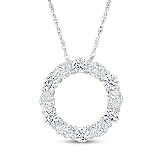 KAY Lab-Grown Diamonds Oval & Round-Cut Circle Necklace 1-1/2 ct tw Sterling Silver 18"